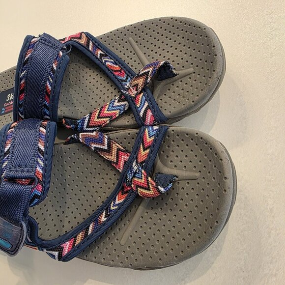Skechers Outdoor Lifestyle Reggae Zig Swag Flip-Flop Sandals Navy Multicolor 8.5 - Picture 4 of 9
